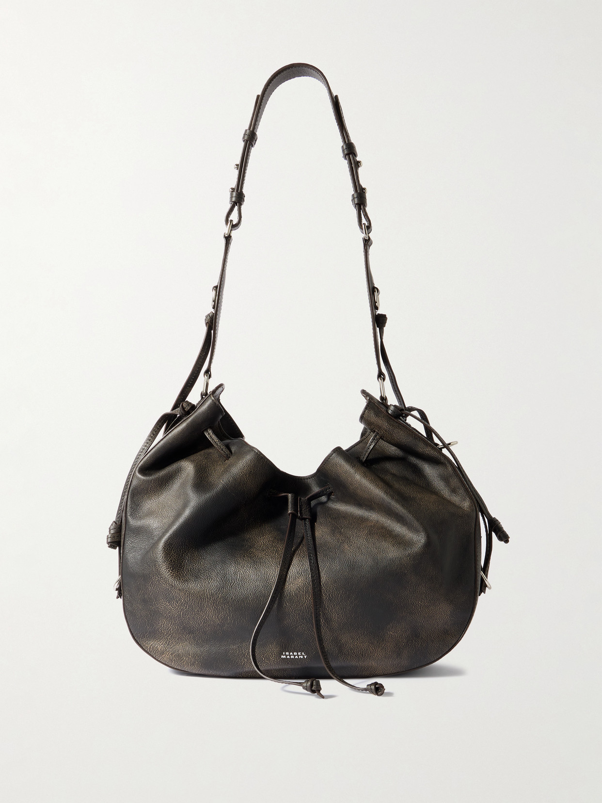 Isabel Marant Bolton Distressed Leather Shoulder Bag In Brown