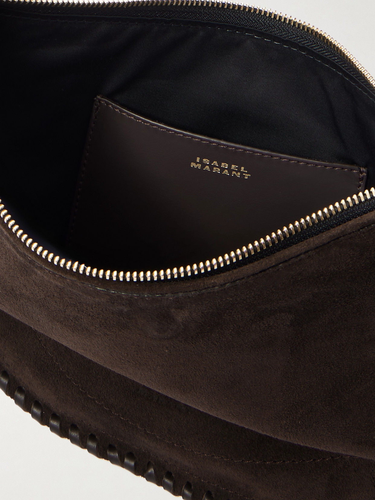 Isabel Marant Oskan Soft Zipped Leather-trimmed Suede Shoulder Bag In Brown
