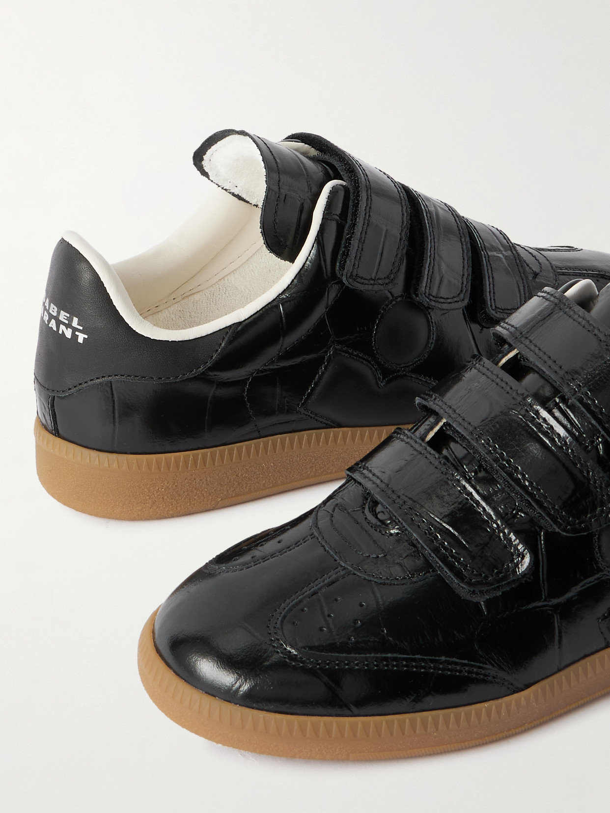 Isabel Marant Beth Croc-effect Leather Sneakers In Black