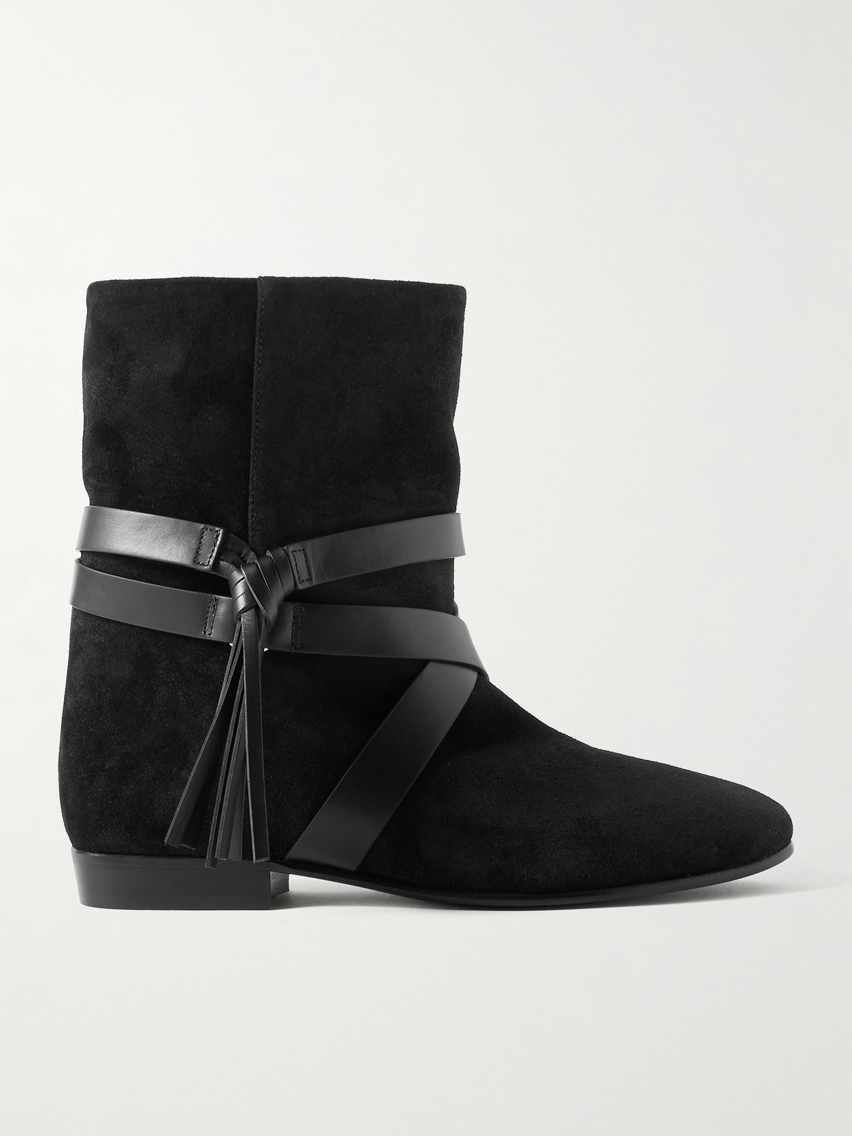 Isabel Marant Rejen Leather-trimmed Suede Ankle Boots In Black