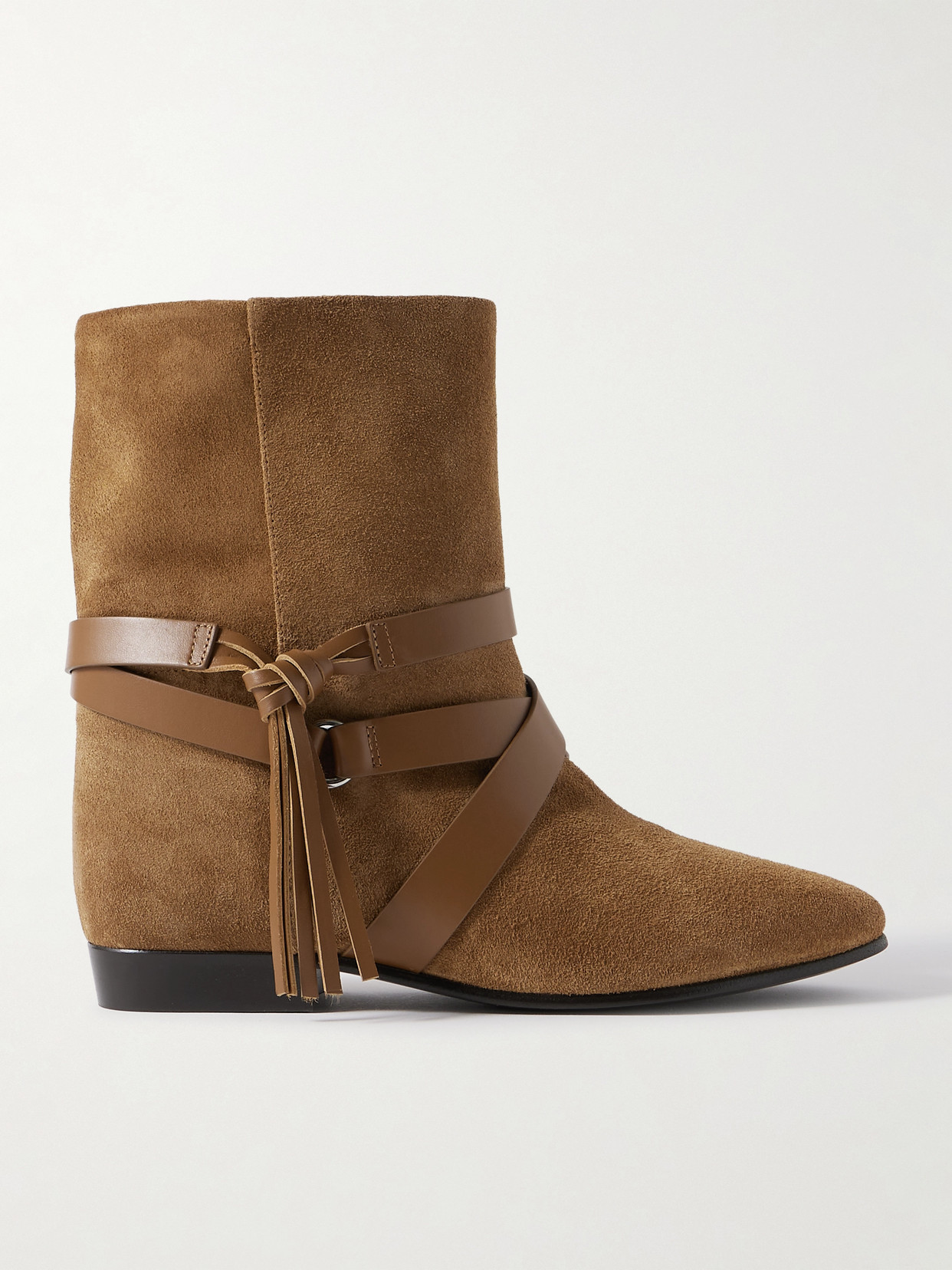 Isabel Marant Rejen Leather-trimmed Suede Ankle Boots In Brown