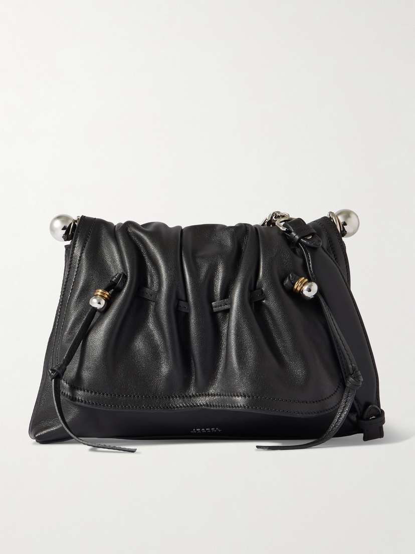 Isabel Marant Bolton Embellished Gathered Leather Shoulder Bag