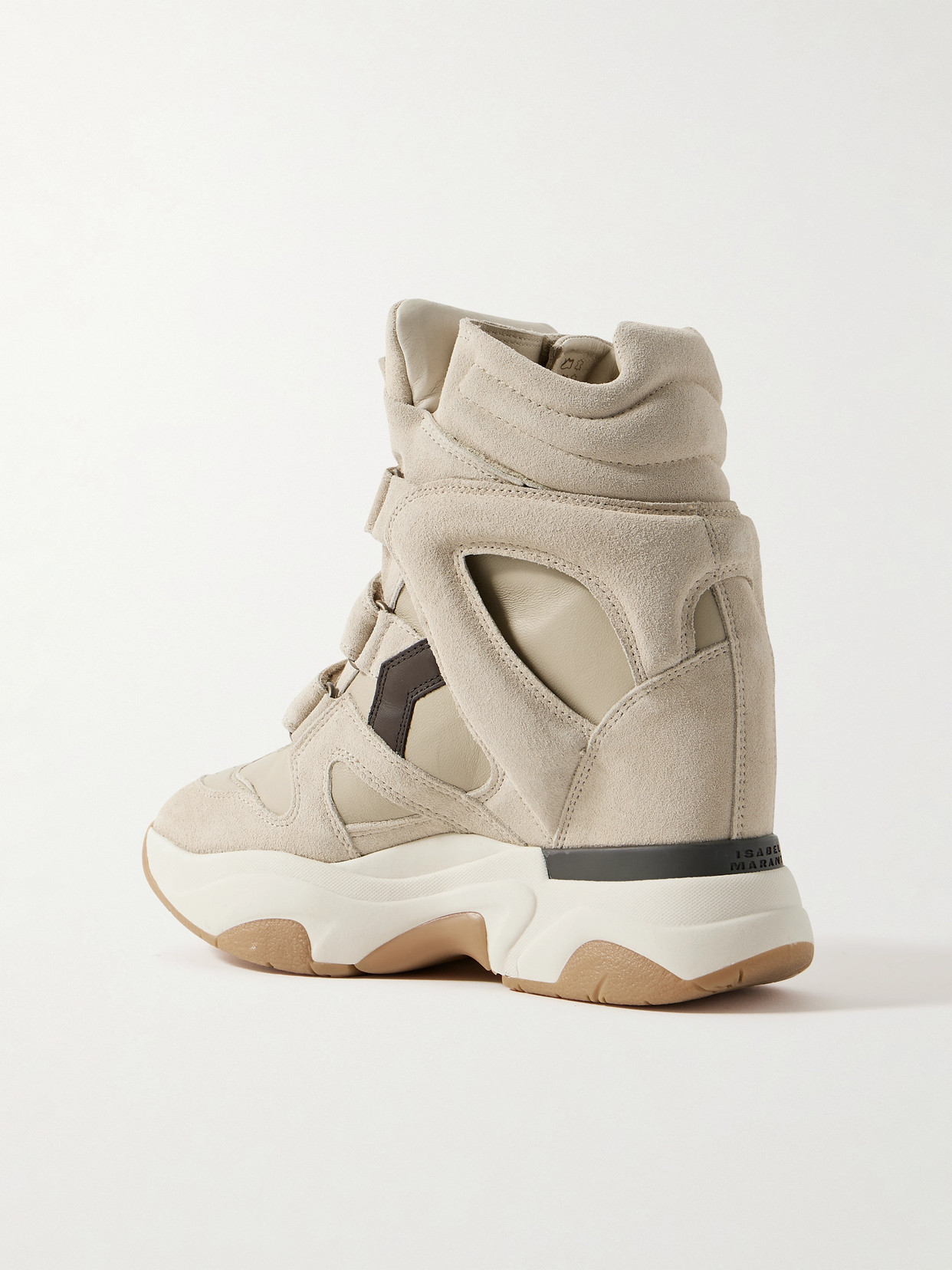Isabel Marant Balskee Leather And Suede High-top Wedge Sneakers In White
