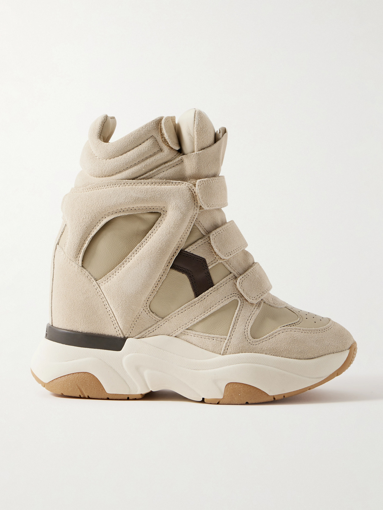 Isabel Marant Balskee Leather And Suede High-top Wedge Sneakers In White