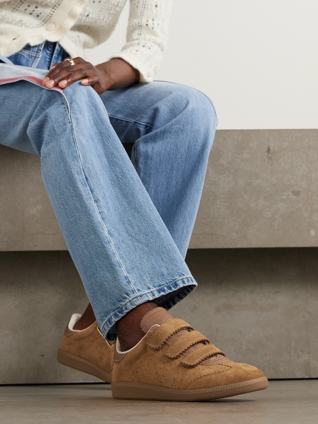 Isabel Marant Beth Leather-trimmed Suede Sneakers In Brown