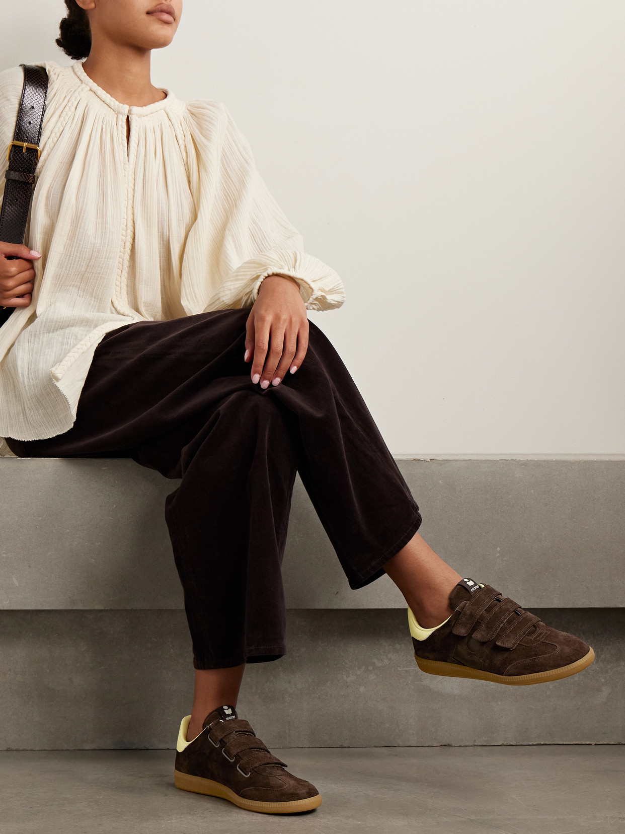 Isabel Marant Beth Leather-trimmed Suede Sneakers In Brown