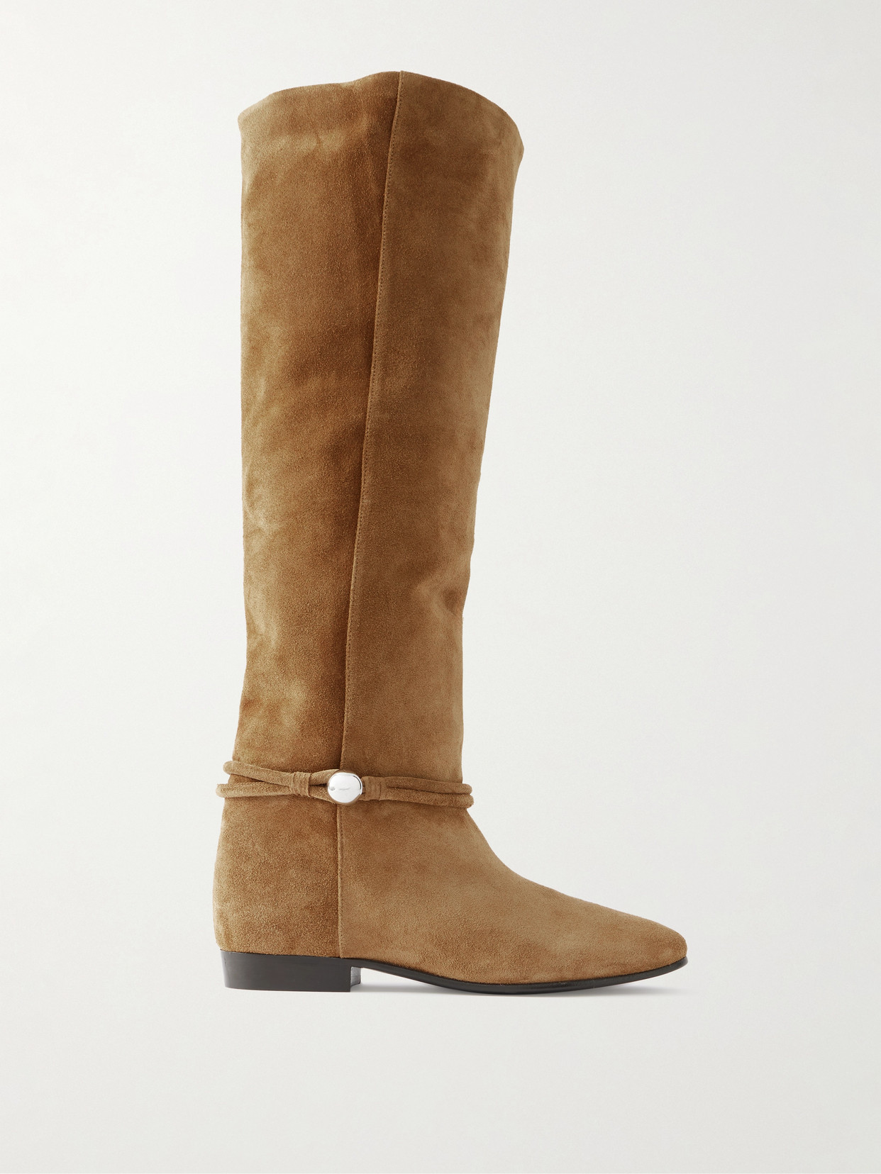 Isabel Marant Nynel Embellished Suede Knee Boots In Brown