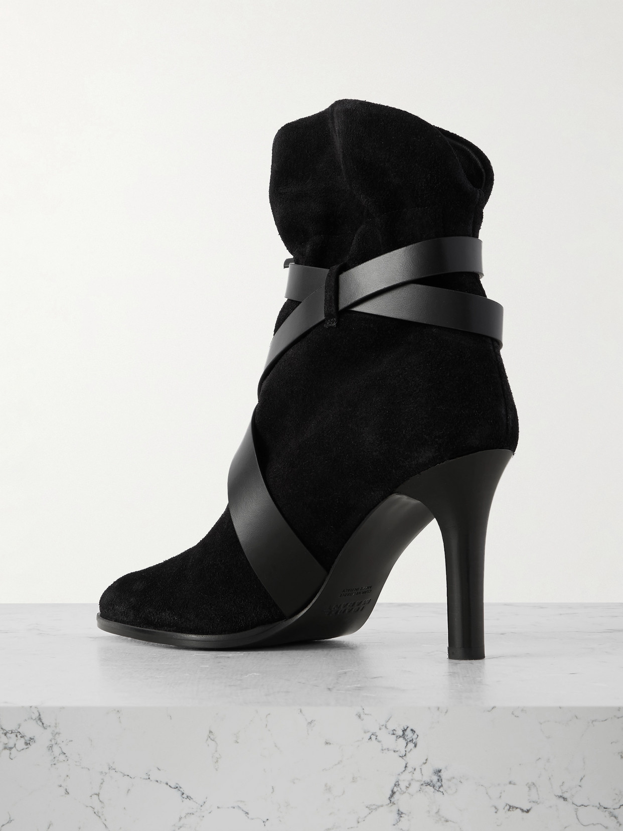 Isabel Marant Atiny Tasseled Leather-trimmed Suede Ankle Boots In Black