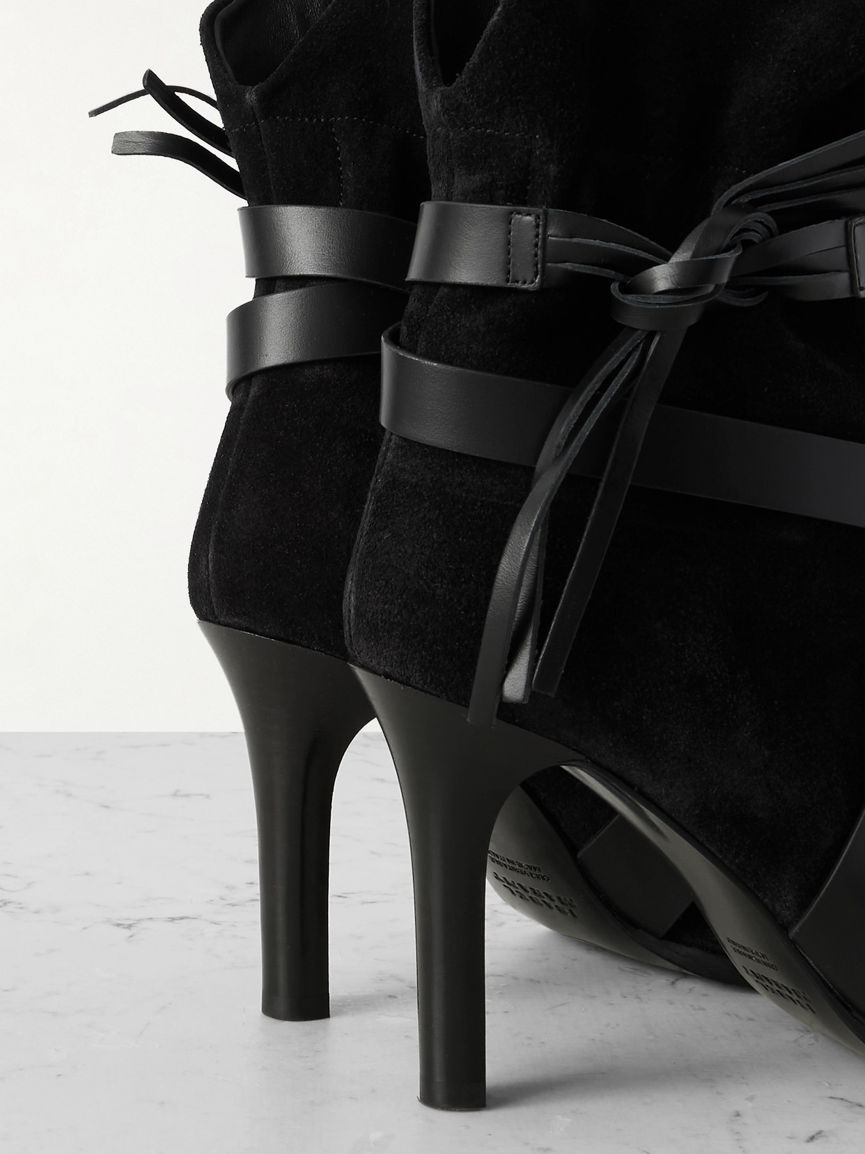 Isabel Marant Atiny Tasseled Leather-trimmed Suede Ankle Boots In Black