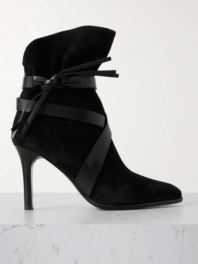 Isabel Marant Atiny Tasseled Leather-trimmed Suede Ankle Boots