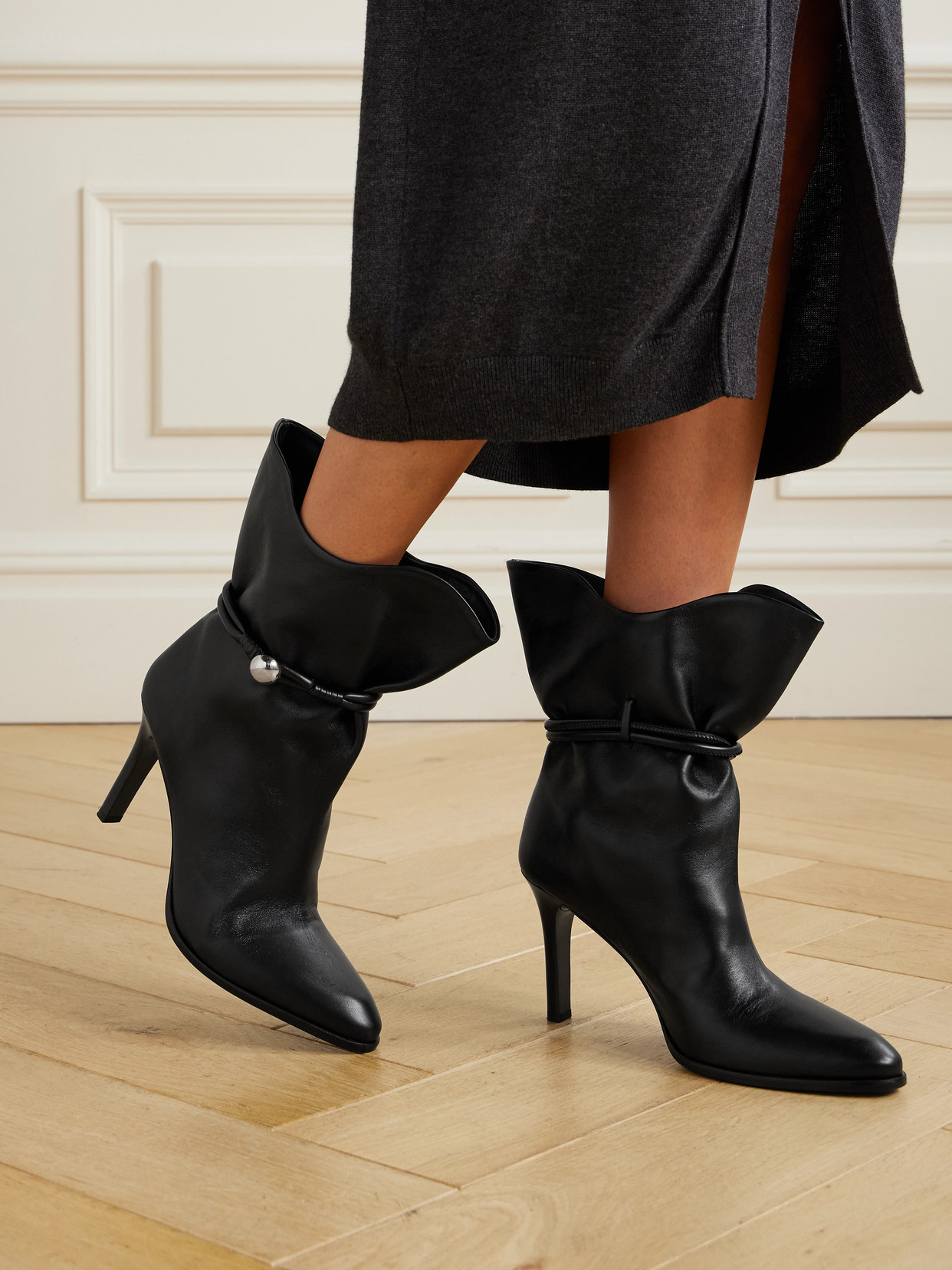 Isabel Marant Pointed Toe Ankle Length Boots With Metal Detail In Black