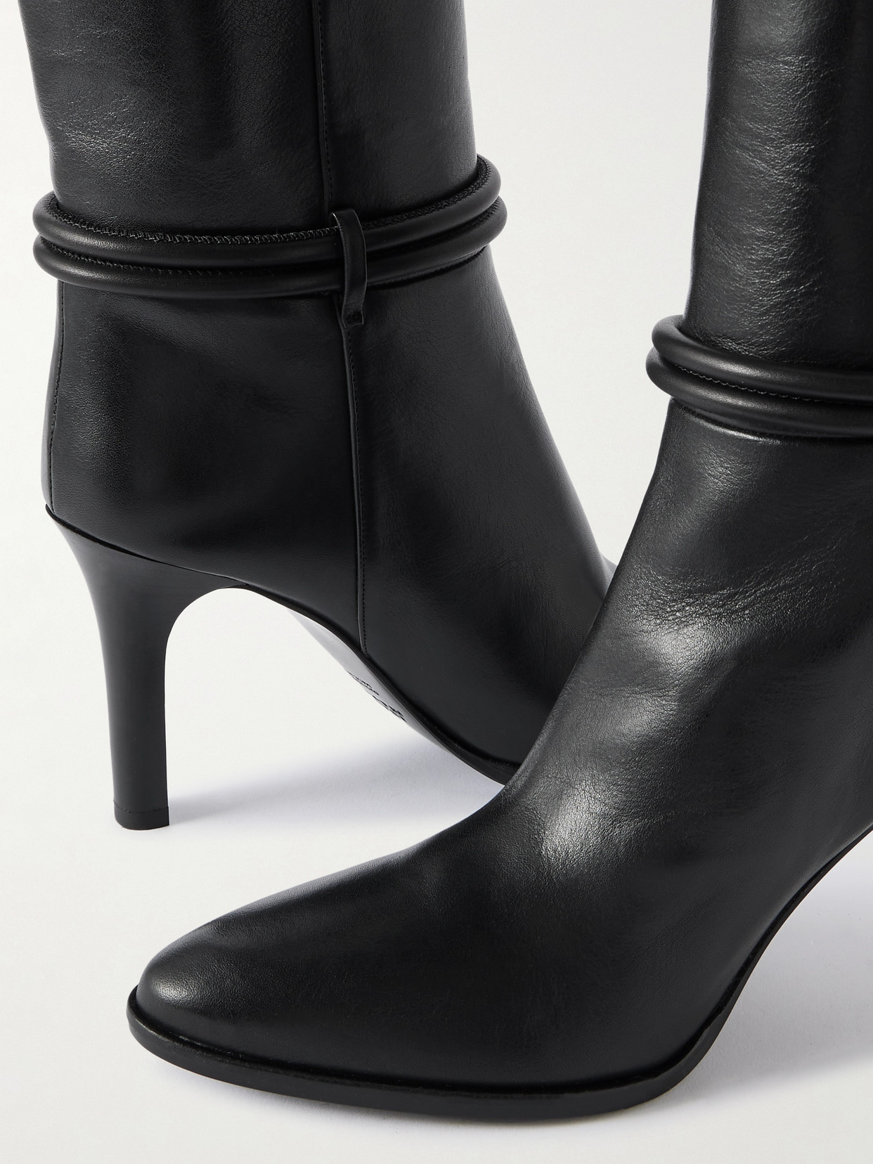 Isabel Marant Ieva Button 90 Leather Knee-high Boots In Black