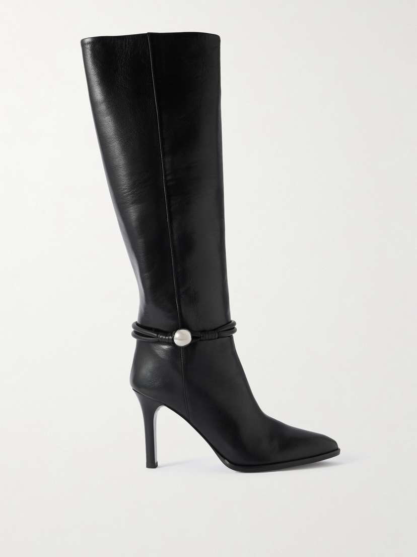 Isabel Marant Ieva Embellished Leather Knee Boots