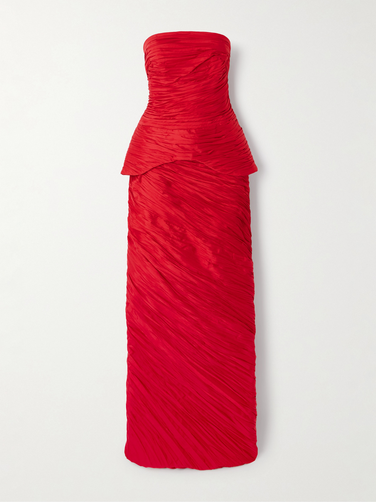 Marmar Halim Strapless Gathered Plissé-taffeta Gown