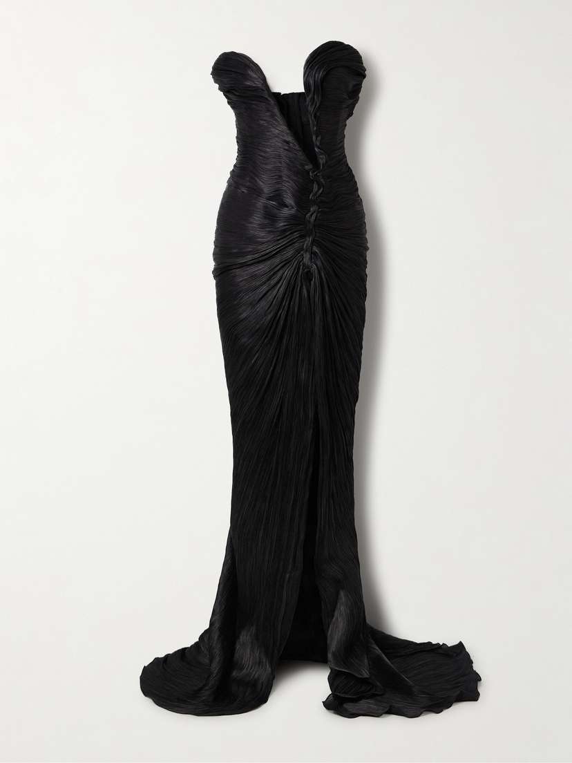 Marmar Halim Roseya Plissé Silk-satin Gown
