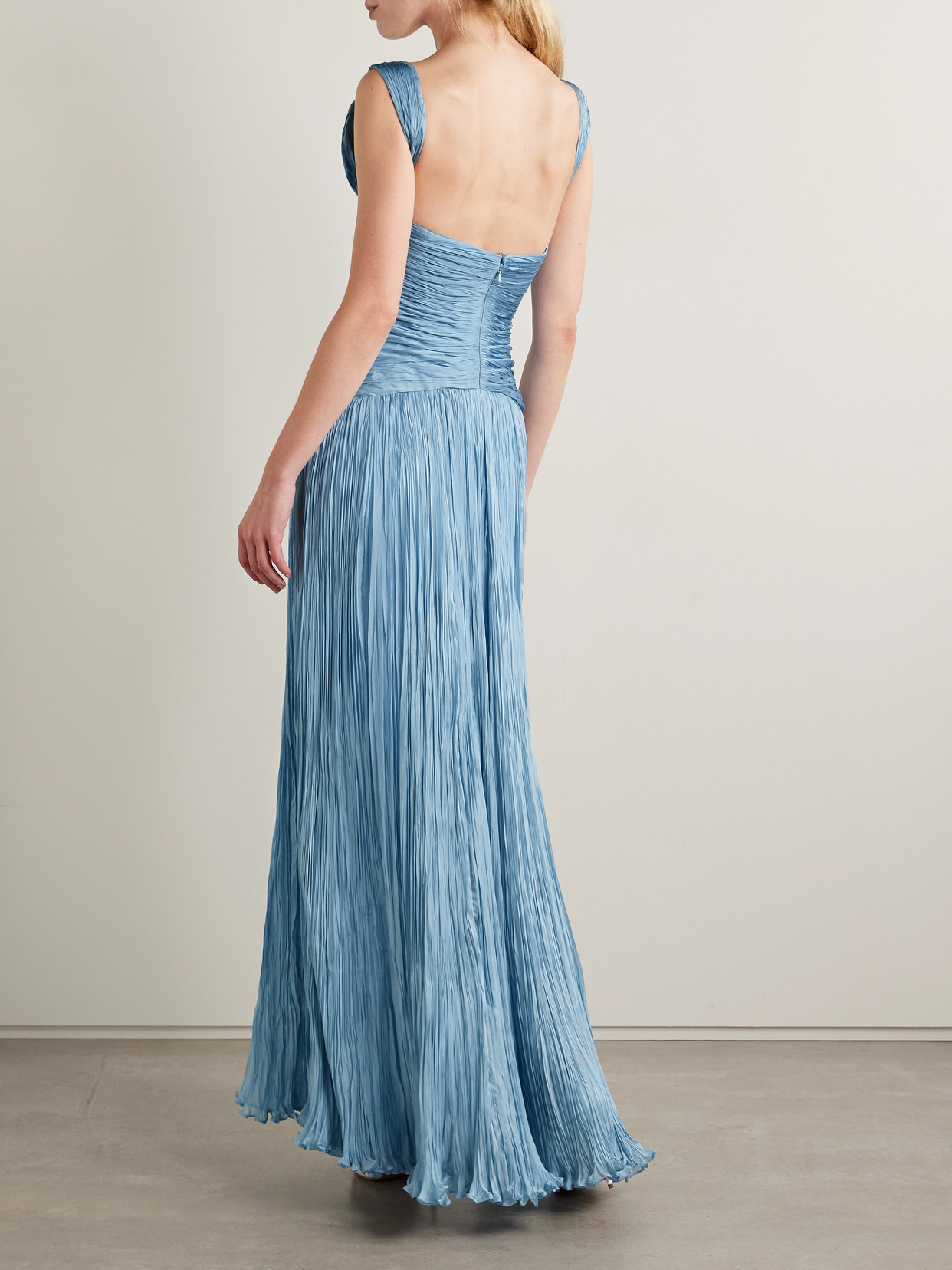 Marmar Halim Gathered Plissé-silk Gown