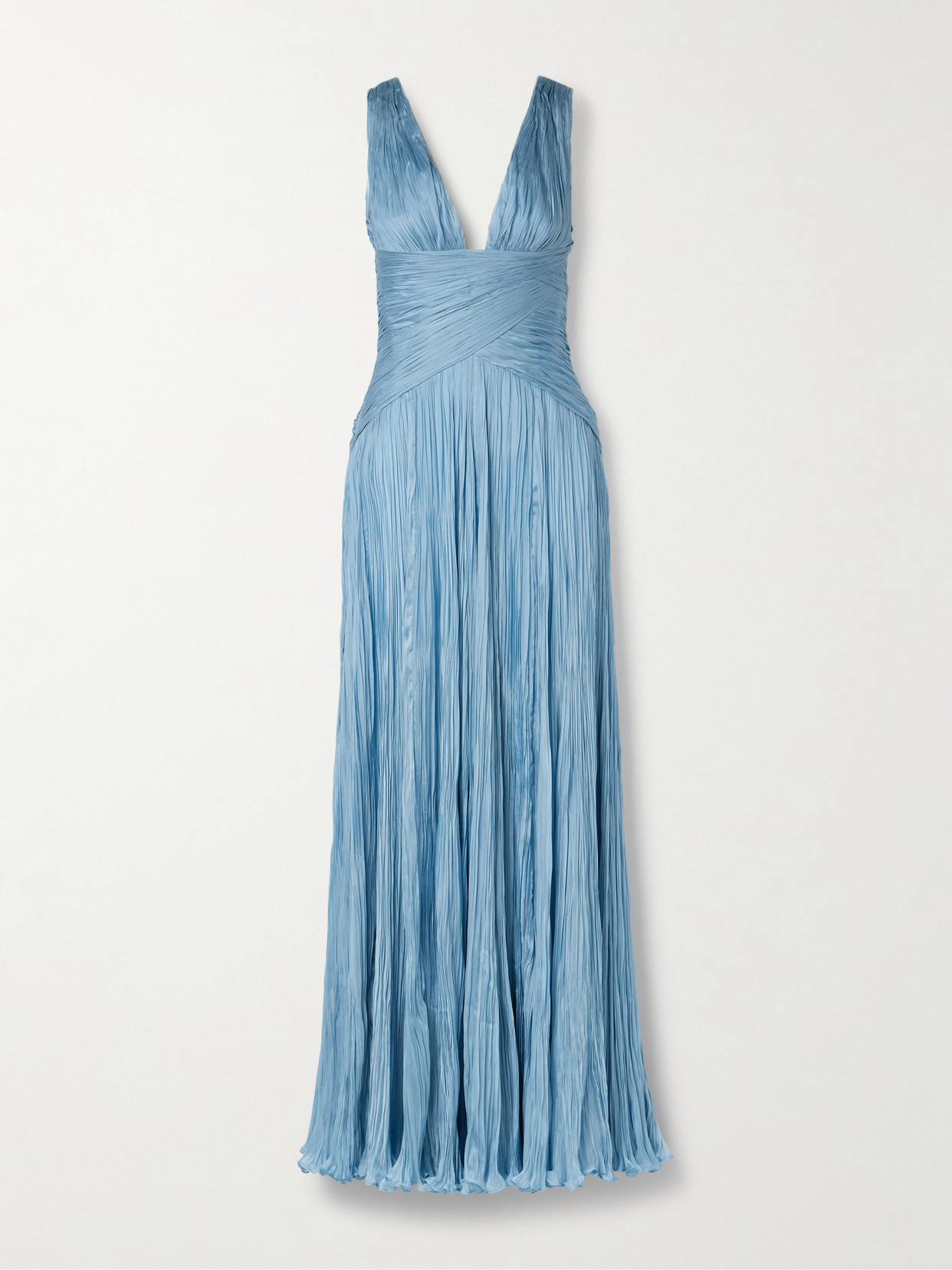 Marmar Halim Gathered Plissé-silk Gown In Blue