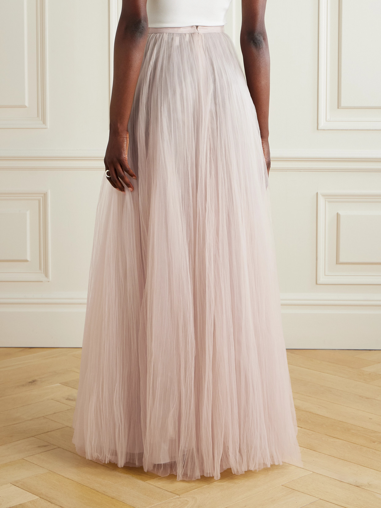 Marmar Halim Plissé-tulle Maxi Skirt In Pink