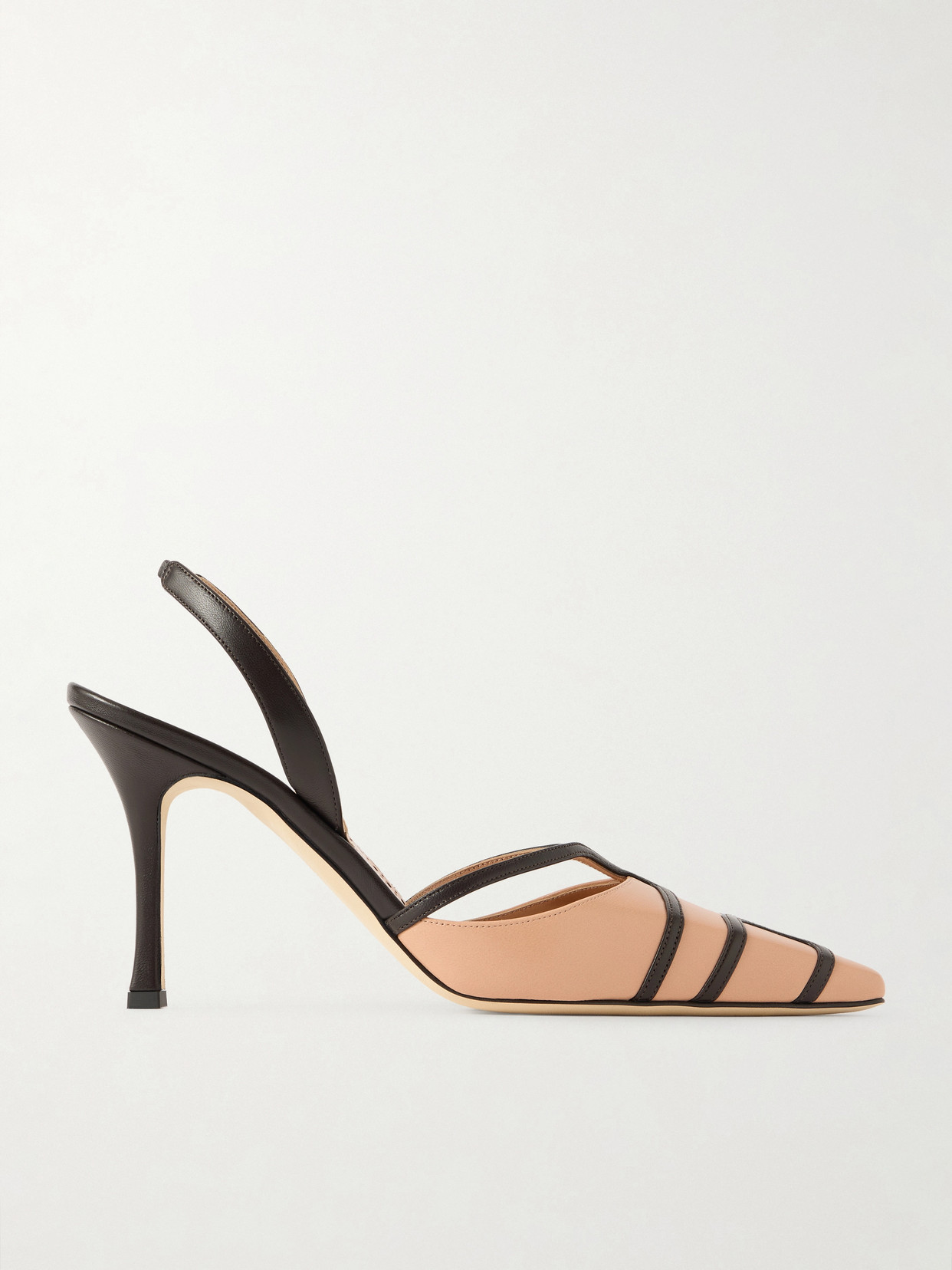 Manolo Blahnik - Sarto 90 Two-tone Leather Slingback Pumps - Neutral