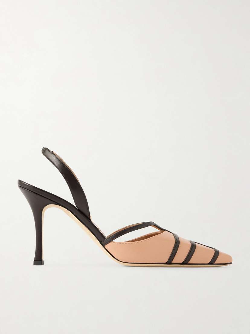 Manolo Blahnik Sarto 90 Two-tone Leather Slingback Pumps