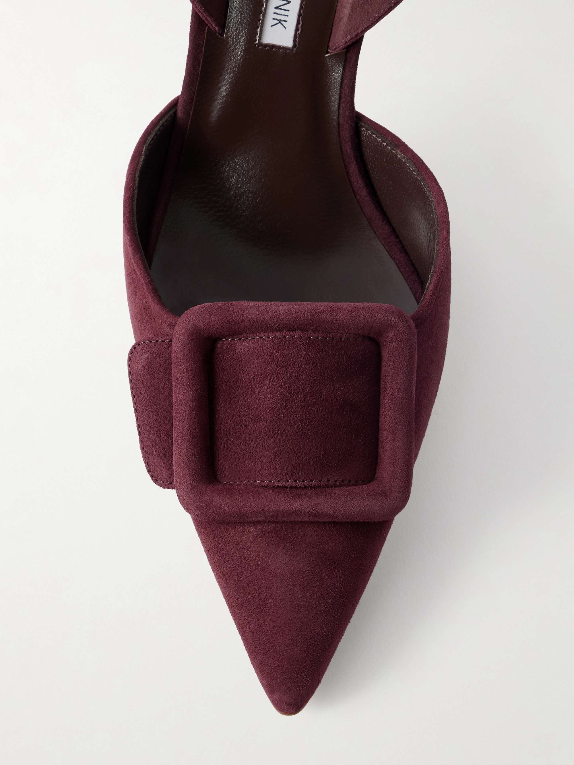 MANOLO BLAHNIK Maysli 70 buckled suede slingback pumps