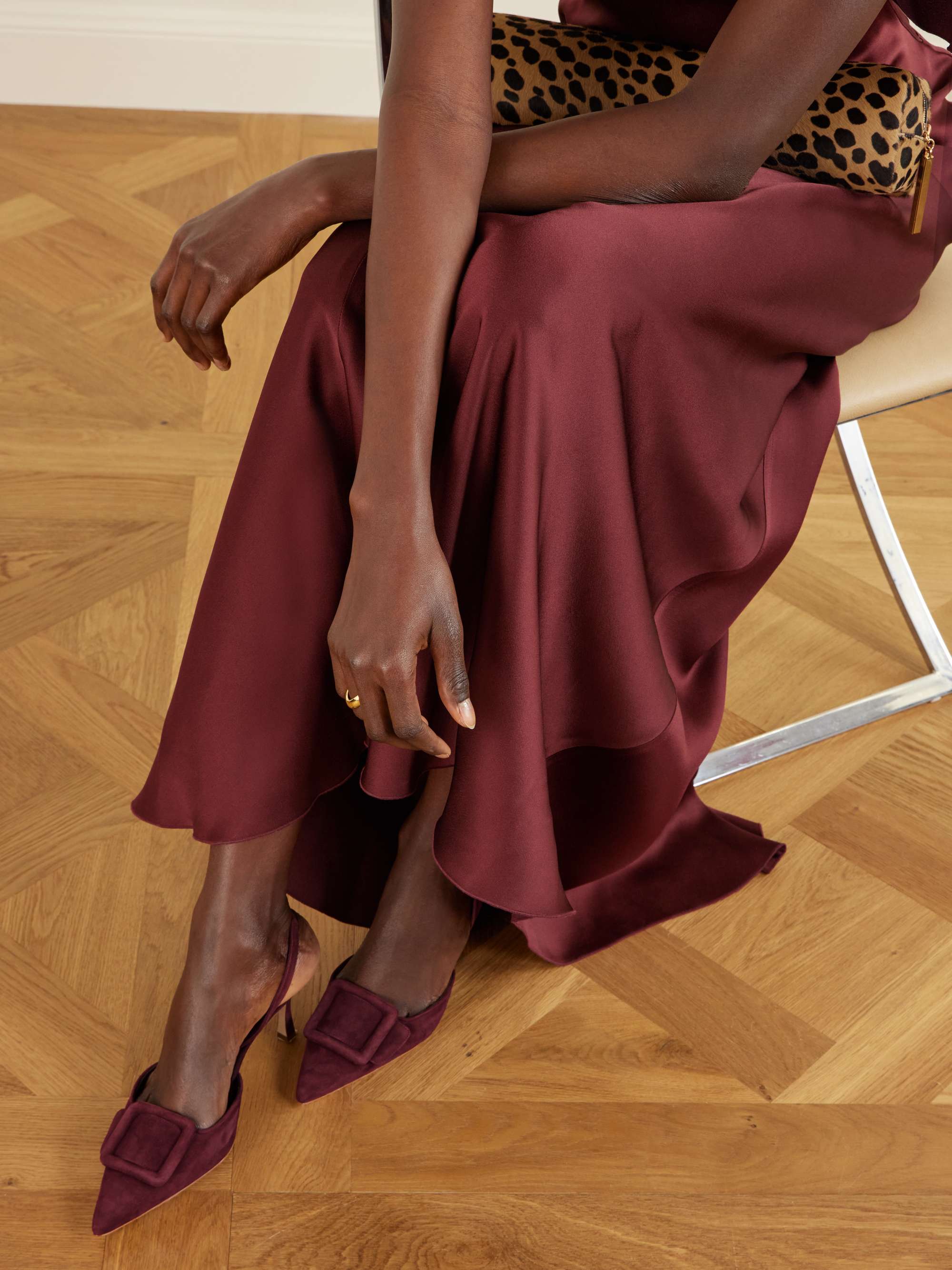 MANOLO BLAHNIK Maysli 70 buckled suede slingback pumps