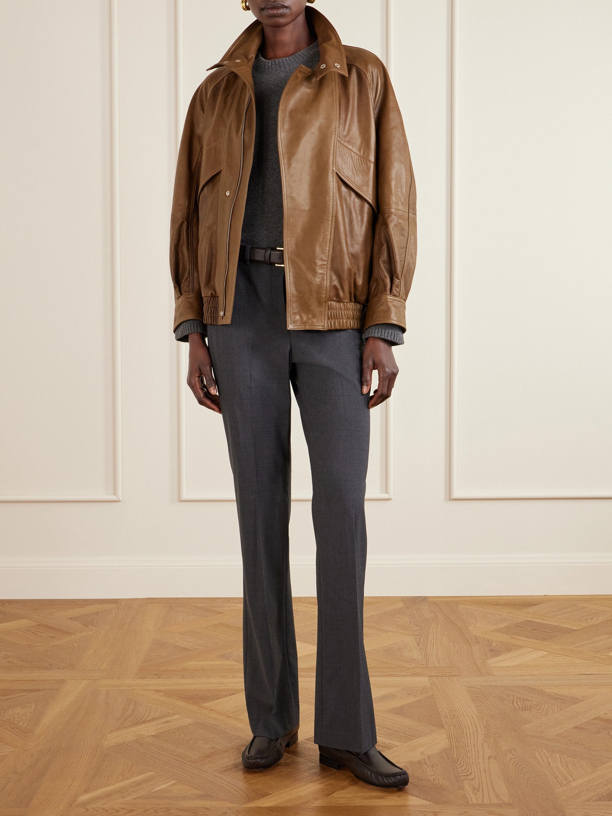 Manolo Blahnik Leonda Leather Loafers In Brown