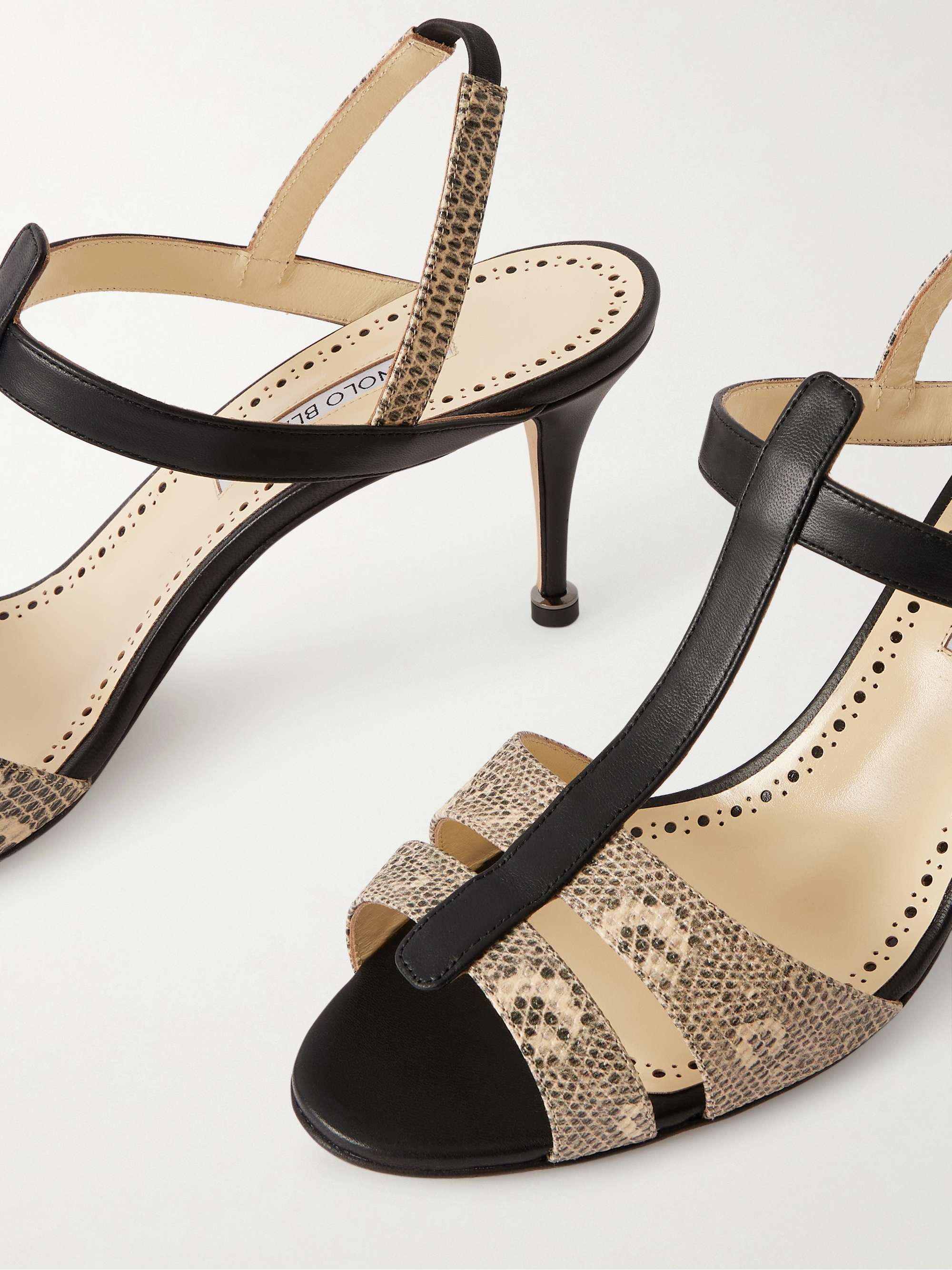 MANOLO BLAHNIK Retauxlo 70 lizard-effect leather slingback sandals