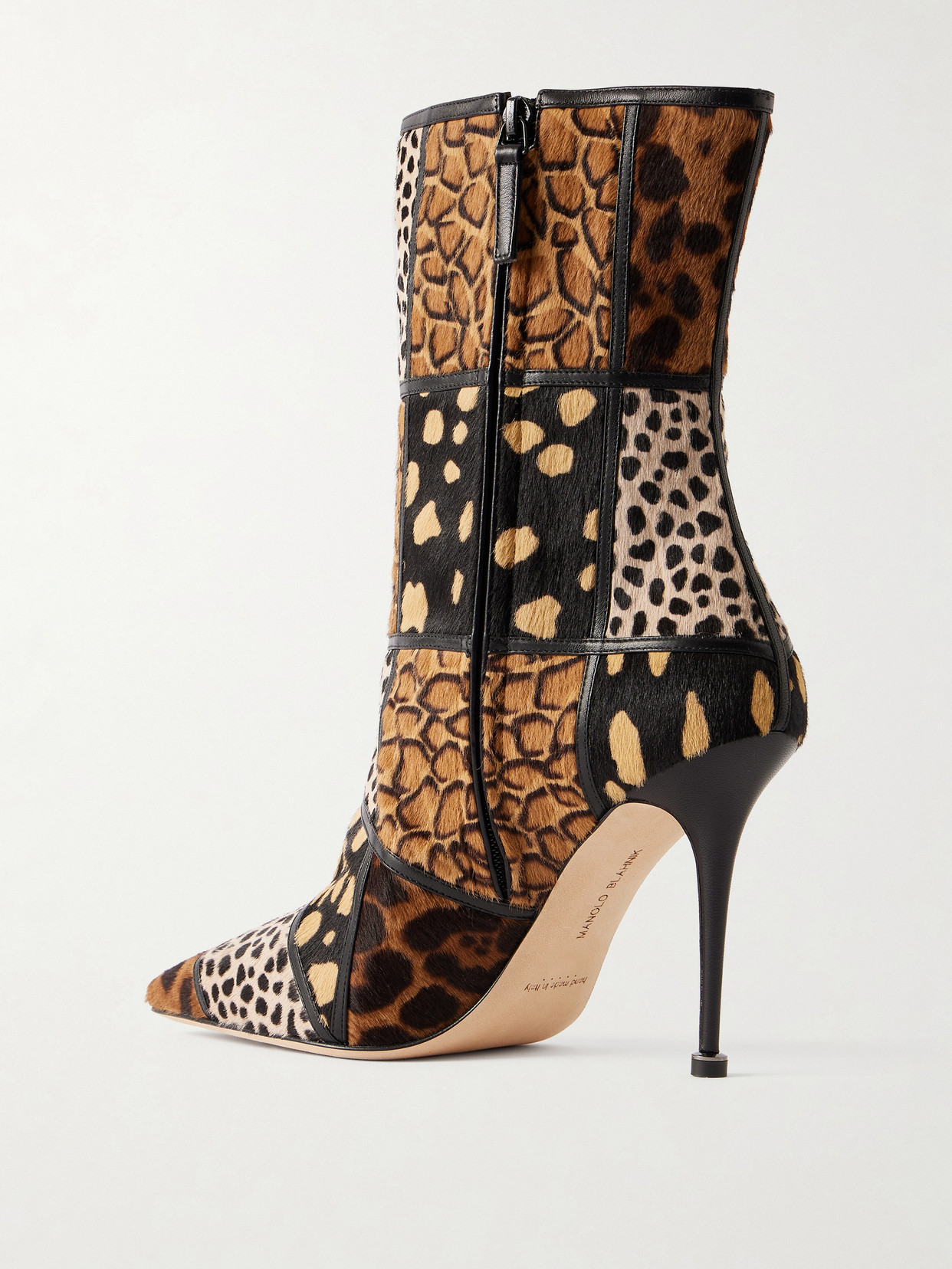 Manolo Blahnik Trulona 50 Leather-trimmed Patchwork Animal-print Calf Hair Ankle Boots In Multi