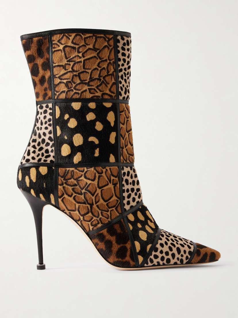 Manolo Blahnik Trulona 50 Leather-trimmed Patchwork Animal-print Calf Hair Ankle Boots