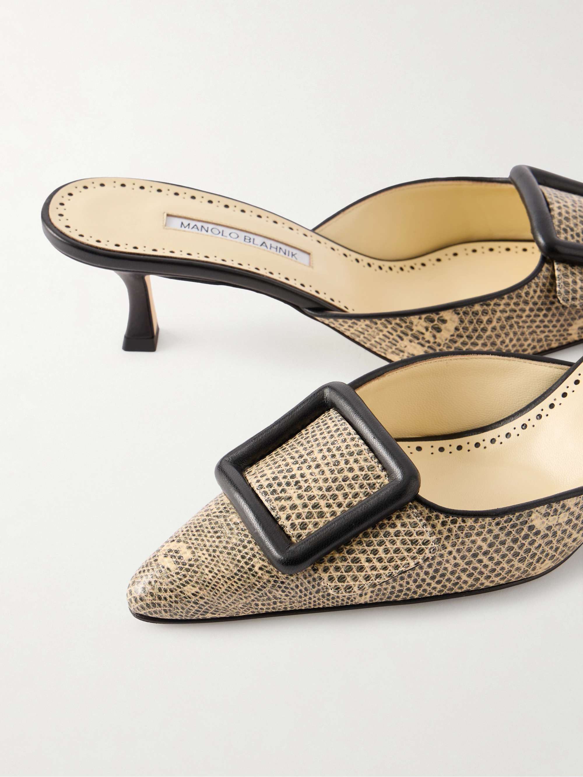 MANOLO BLAHNIK Maysalebi 50 lizard-effect leather mules | NET-A-PORTER