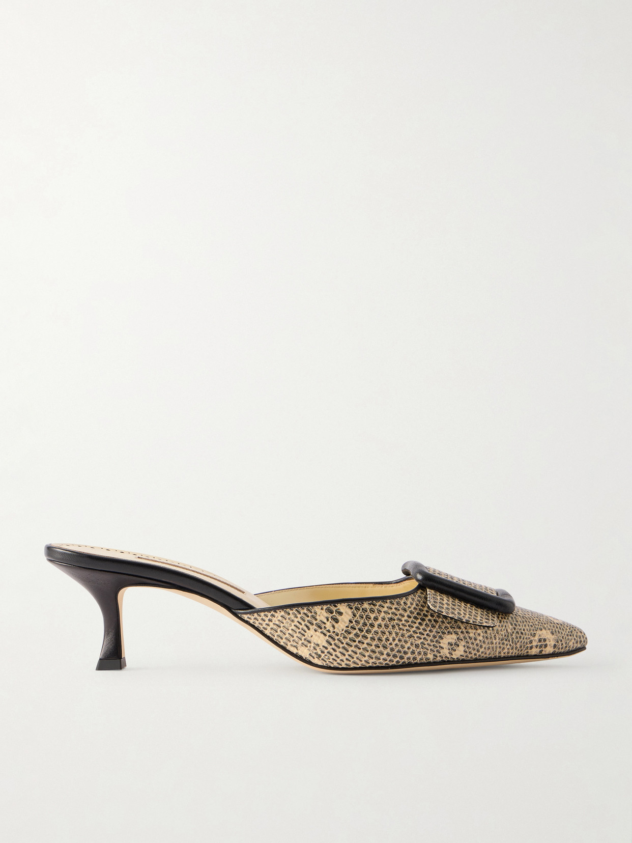 Manolo Blahnik Maysalebi 50 Lizard-effect Leather Mules In Brown