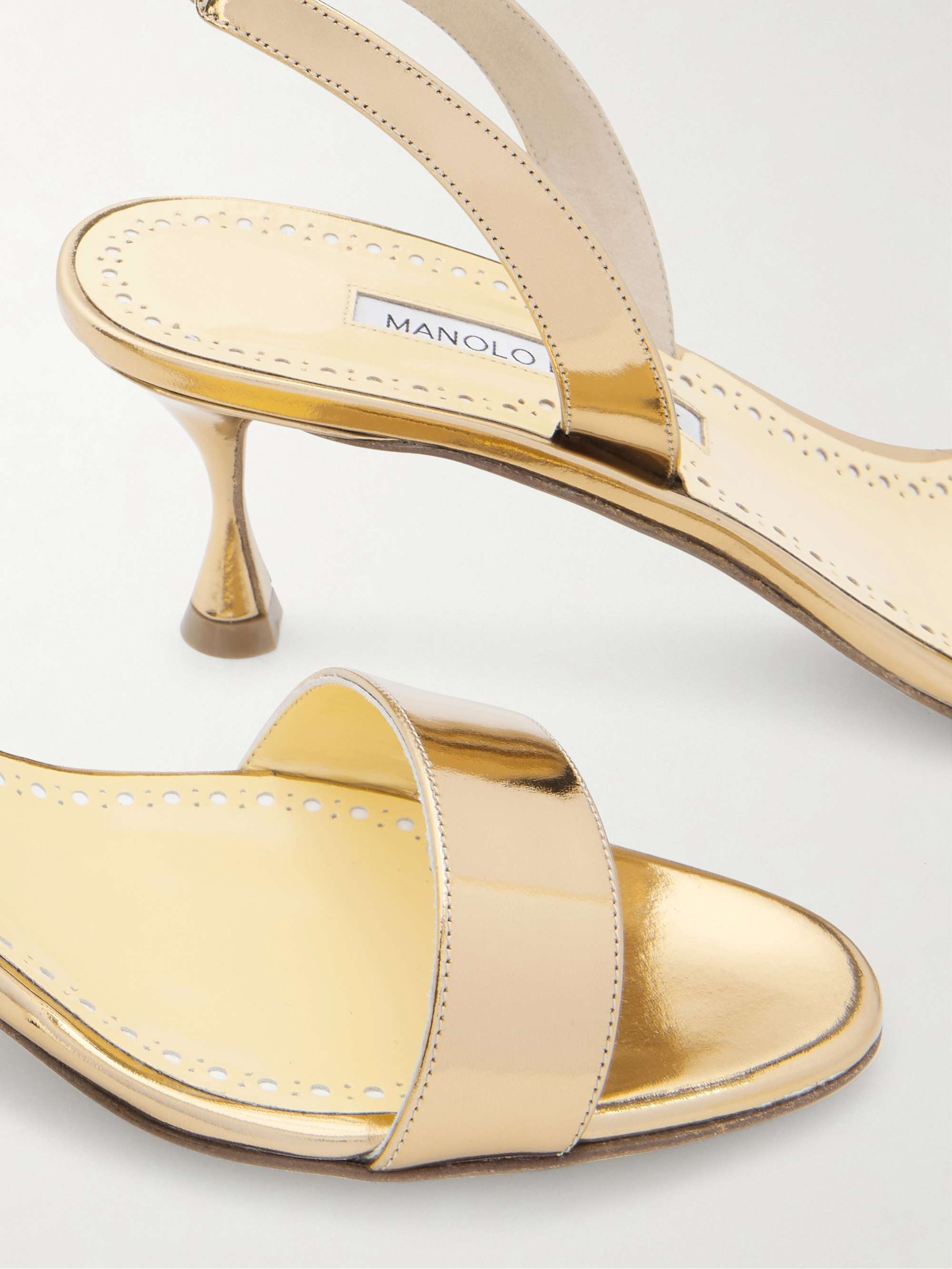 MANOLO BLAHNIK Cupisanpla 50 metallic leather slingback sandals