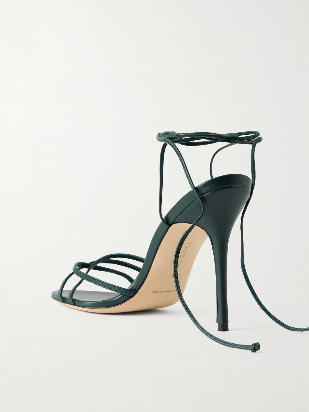 Manolo Blahnik Leva 105 Leather Sandals In Green