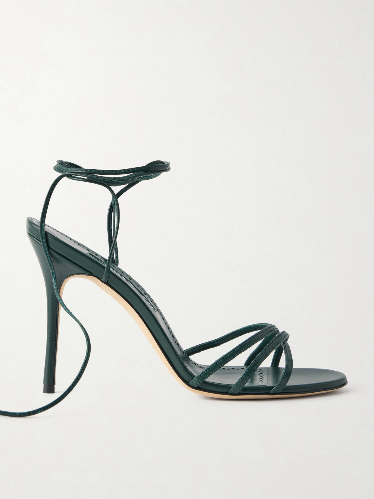 Manolo Blahnik Leva 105 Leather Sandals In Green