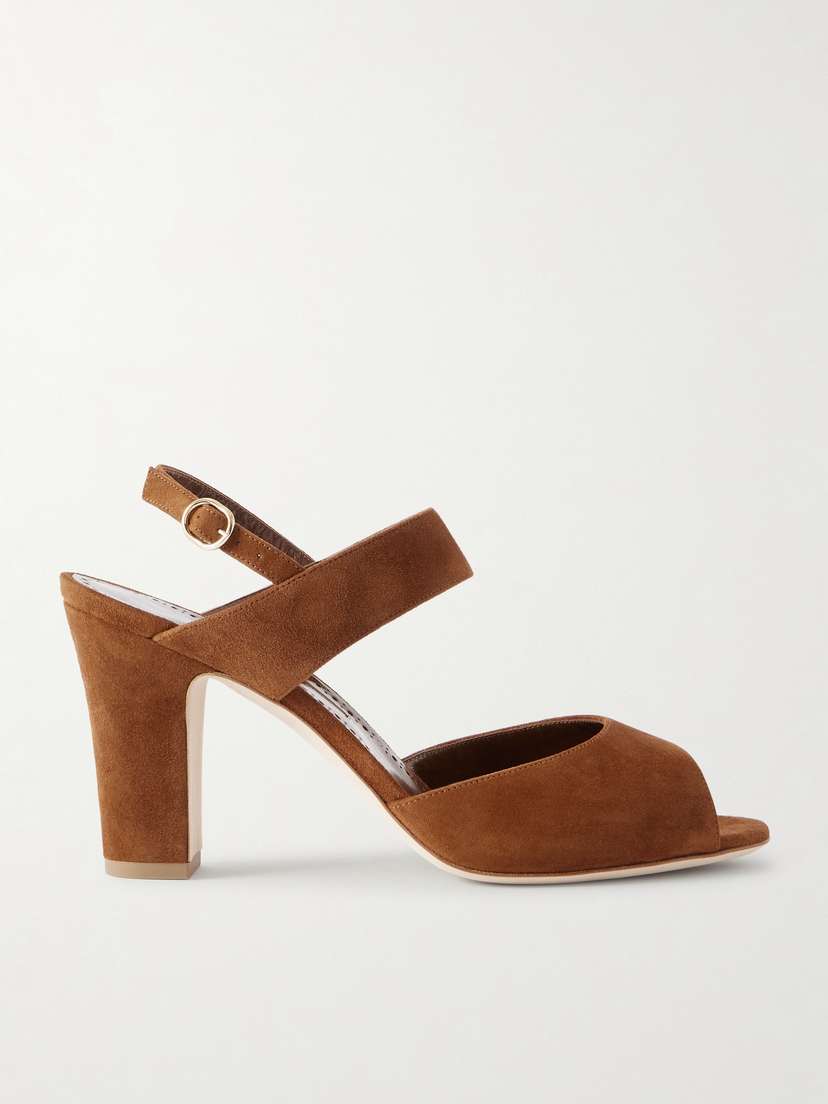 Manolo Blahnik Khiko 90 Suede Slingback Sandals