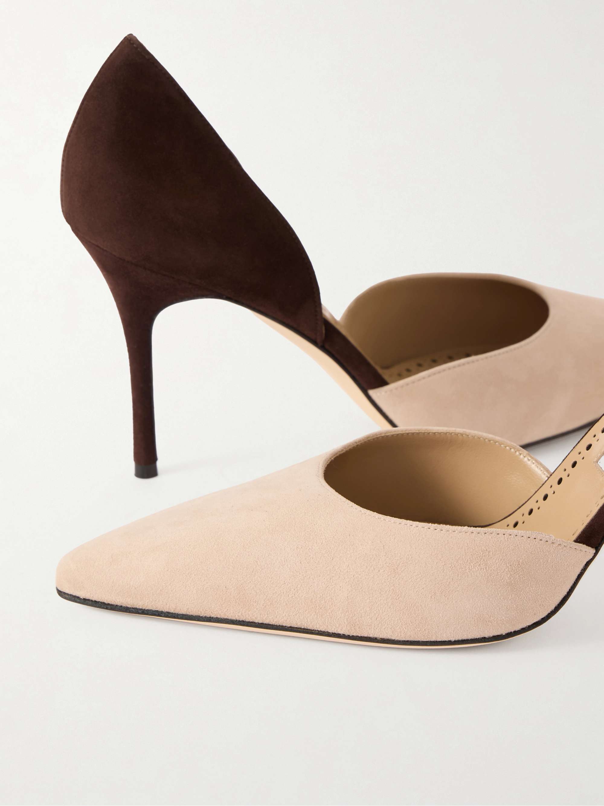 MANOLO BLAHNIK Taylerbinu 90 two-tone suede pumps | NET-A-PORTER