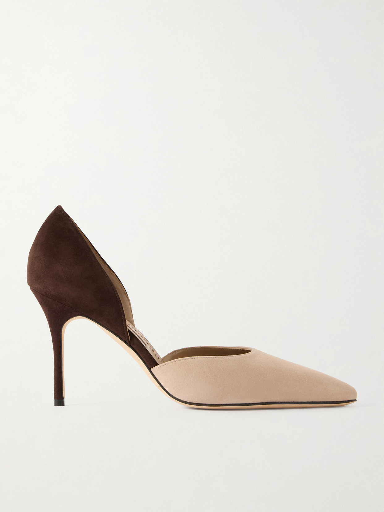 Manolo Blahnik Taylerbinu 90 Two-tone Suede Pumps In Brown