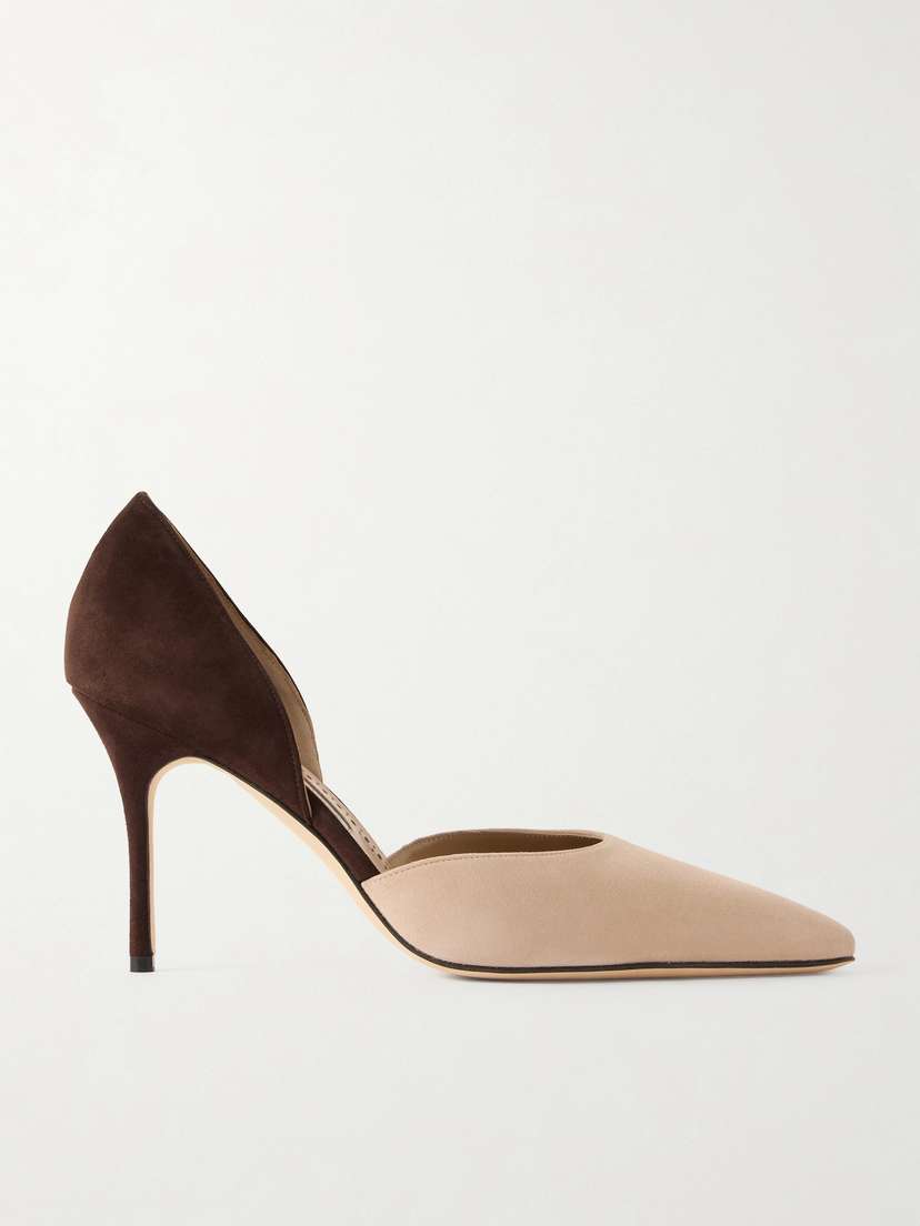 Manolo Blahnik Taylerbinu 90 Two-tone Suede Pumps