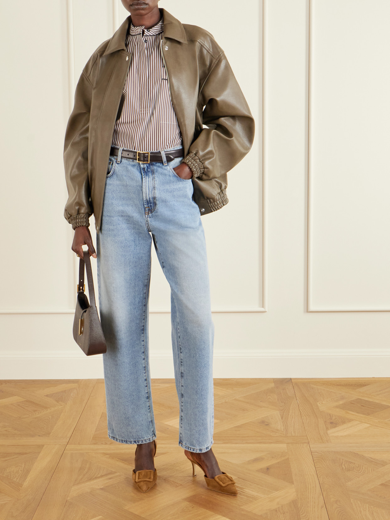 Manolo Blahnik Maysli 70 Buckled Suede Slingback Pumps In Brown