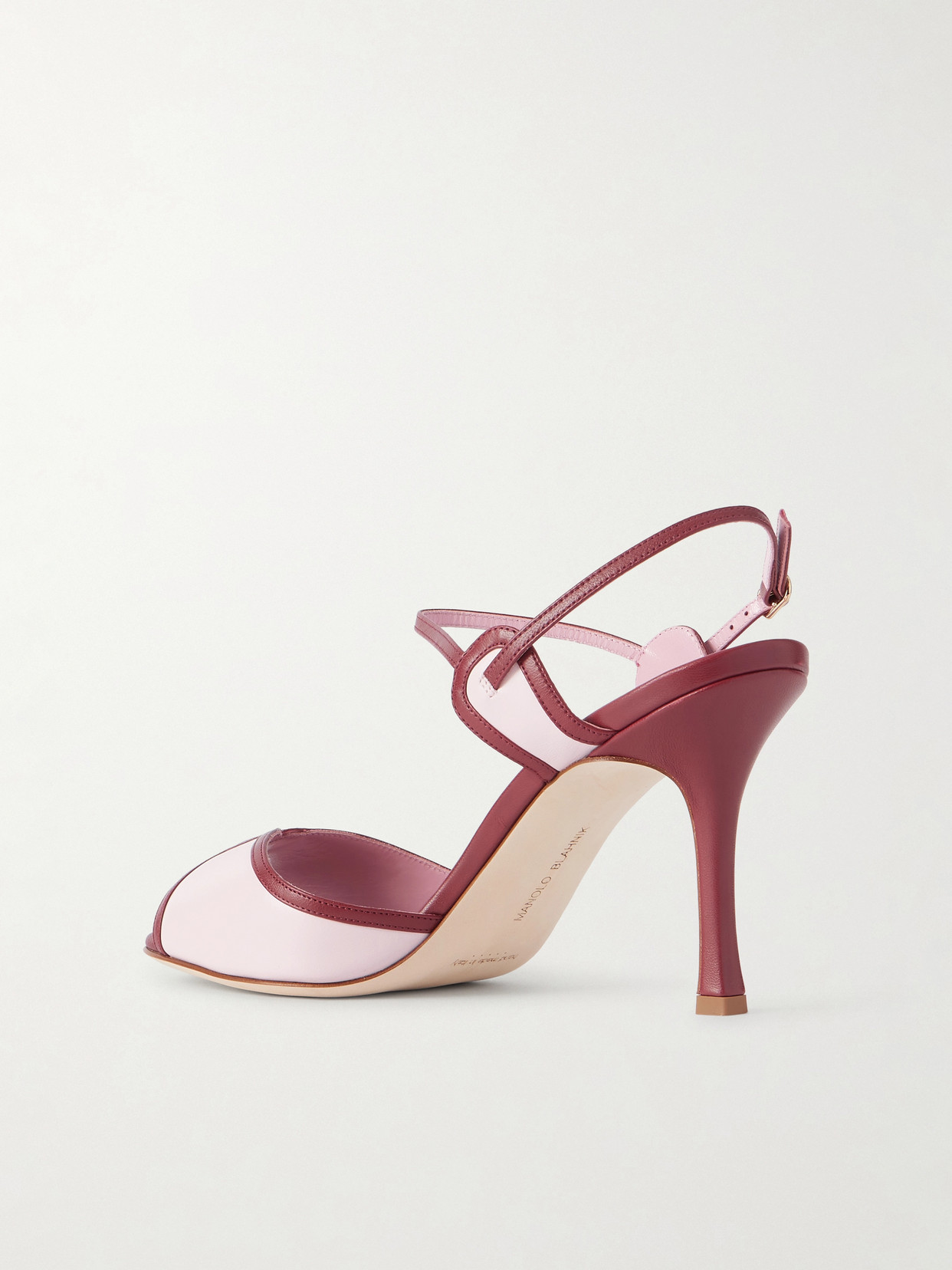 Manolo Blahnik Todda 90 Two-tone Leather Sandals In Pink