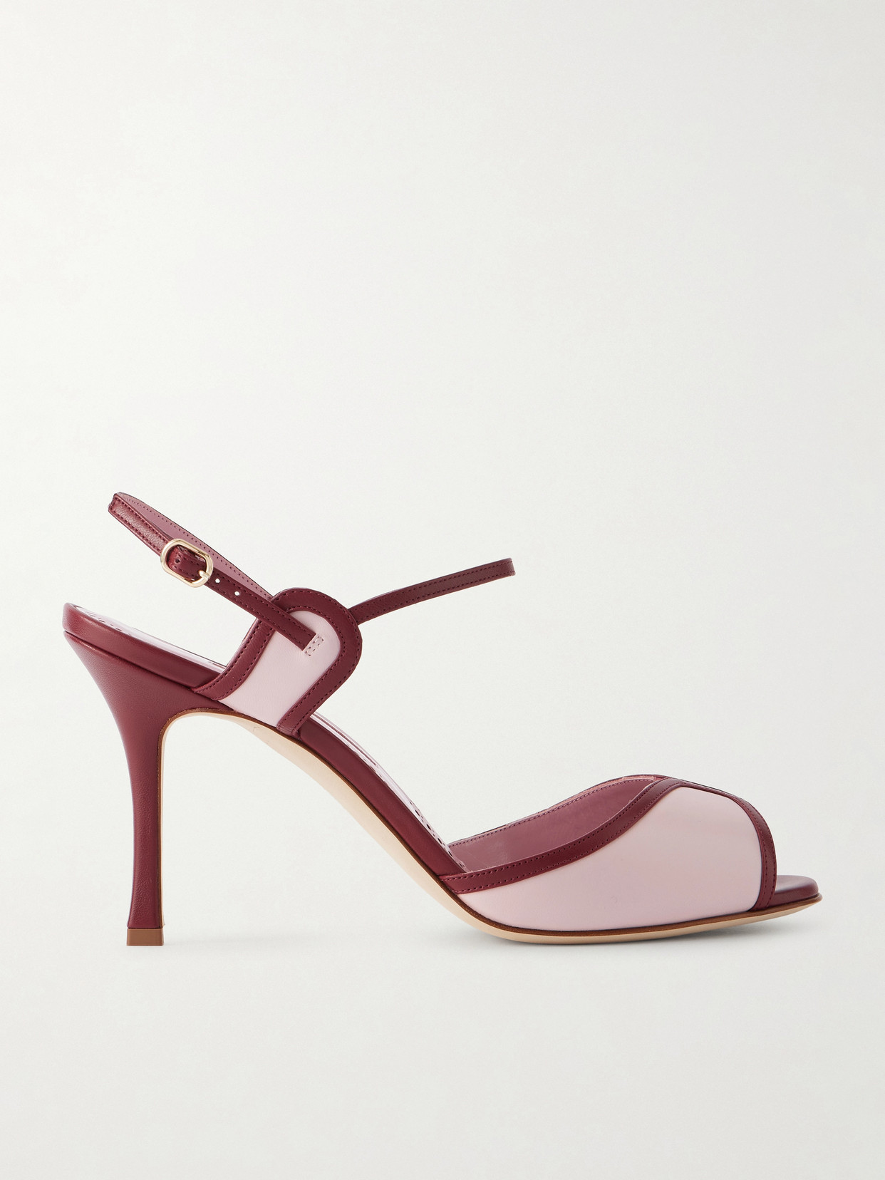 Manolo Blahnik Todda 90 Two-tone Leather Sandals In Pink