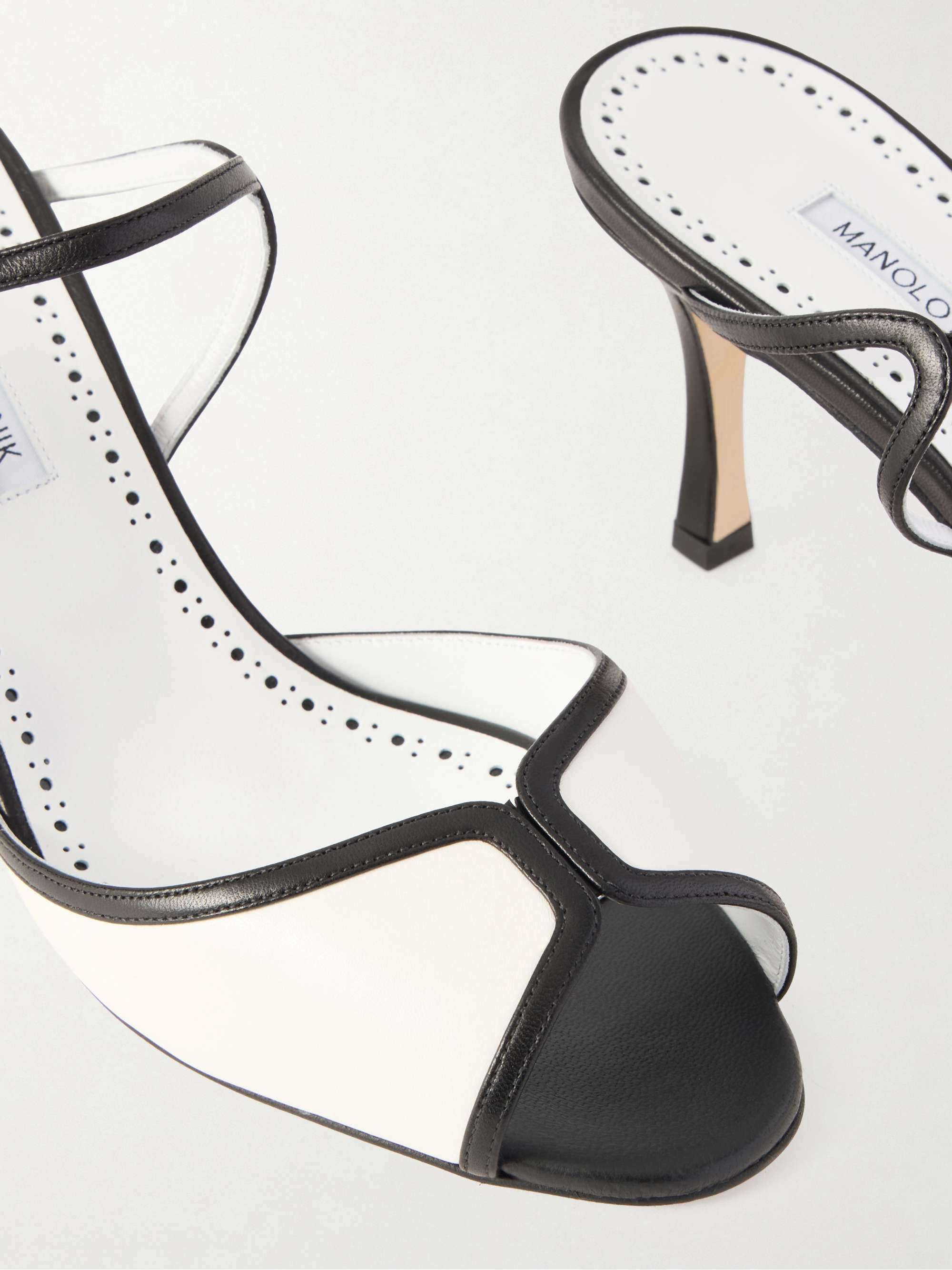 MANOLO BLAHNIK Versari 70 two-tone leather mules | NET-A-PORTER