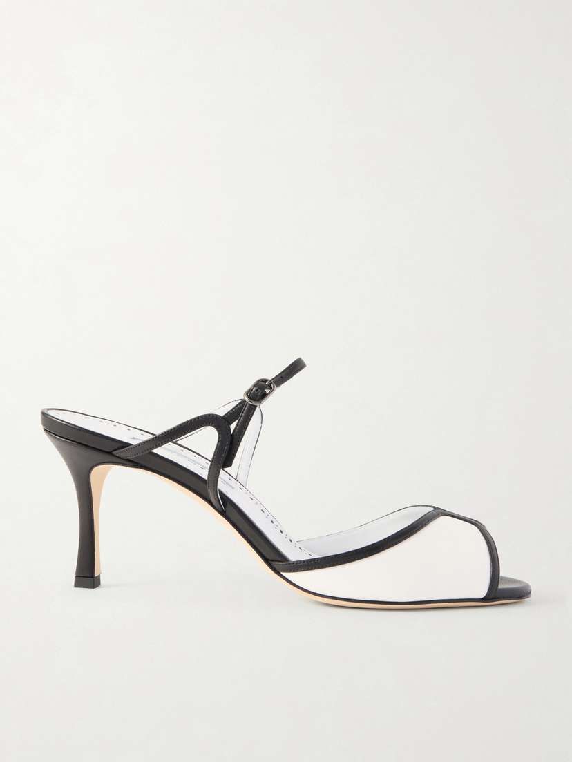 Manolo Blahnik Versari 70 Two-tone Leather Mules