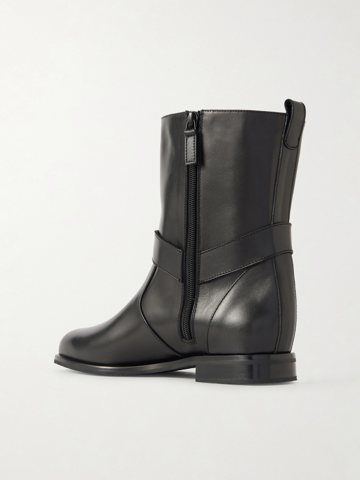 Calica Buckled Leather Biker Boots
