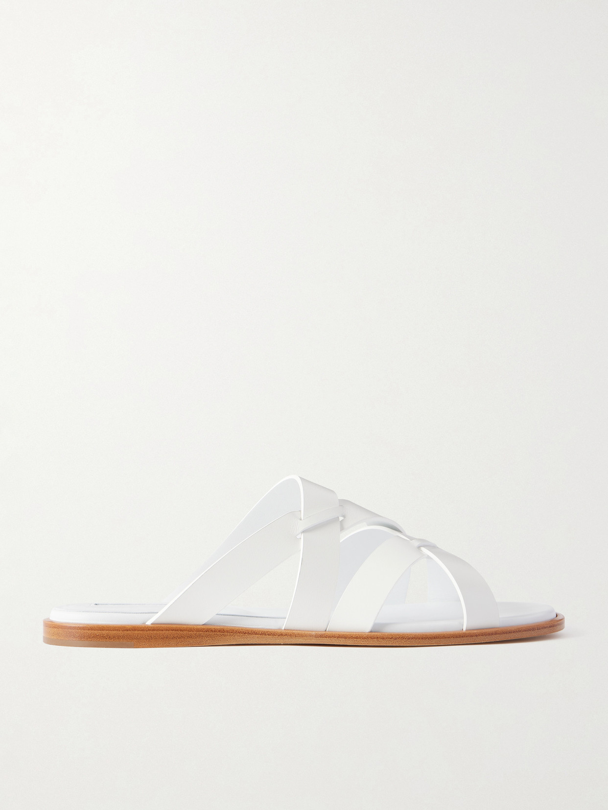 Manolo Blahnik Marvina Leather Slides In White