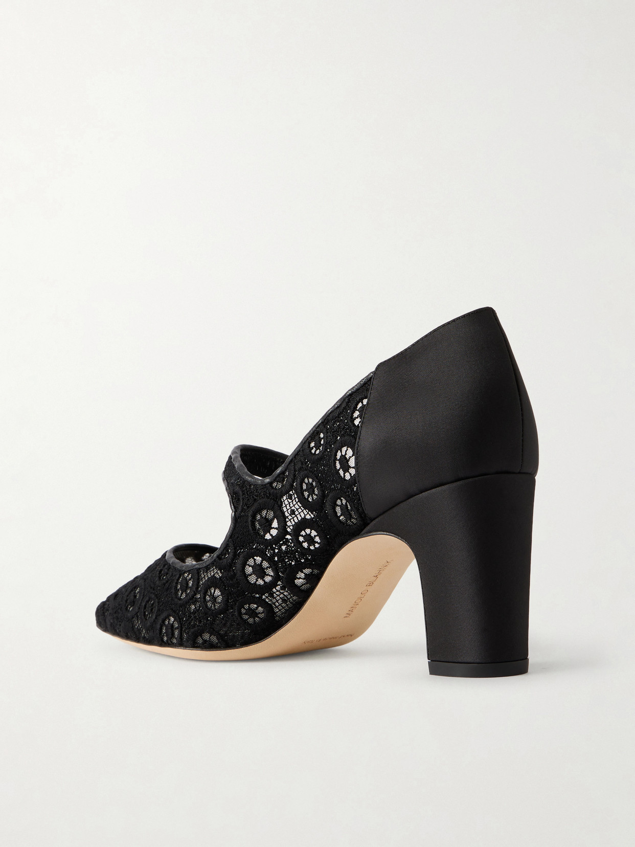Campariba 70 Satin-Trimmed Lace Mary Jane Pumps