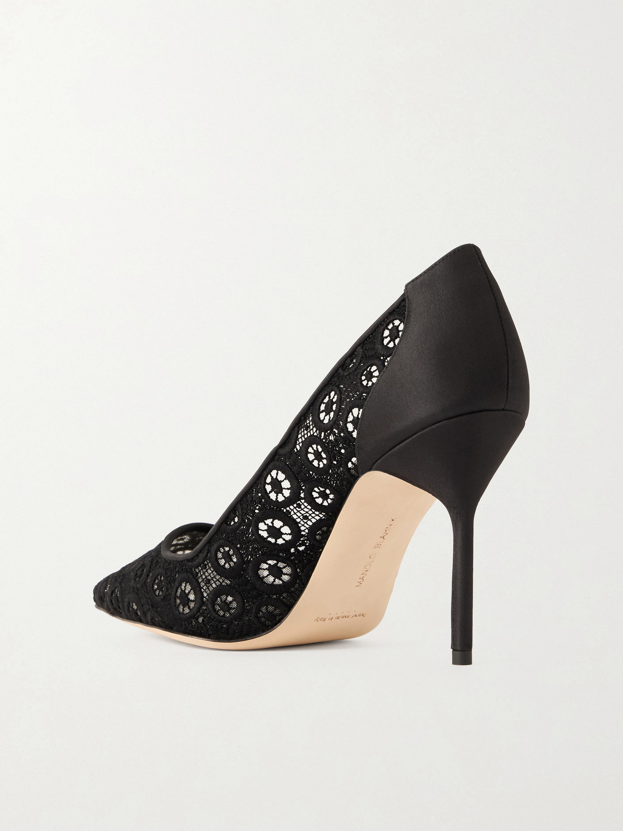 Bb 90 Satin-Trimmed Lace Pumps