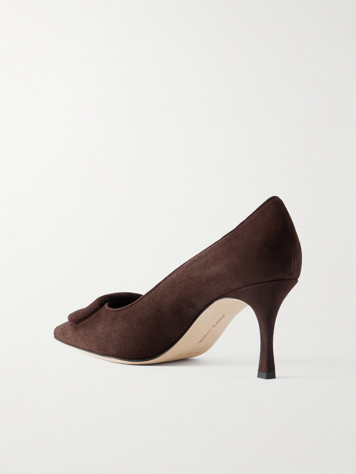 Manolo Blahnik Maysale 70 Buckled Suede Pumps In Brown