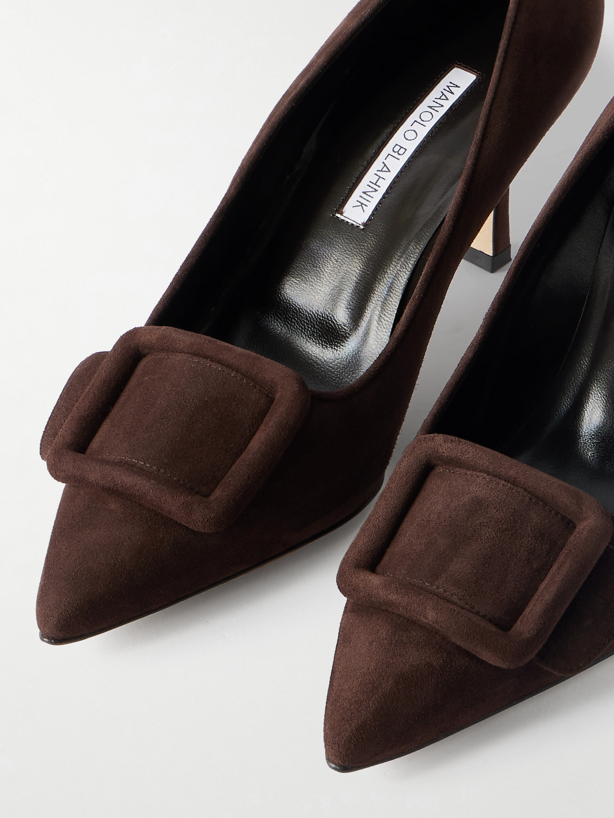 Manolo Blahnik Maysale 70 Buckled Suede Pumps In Brown